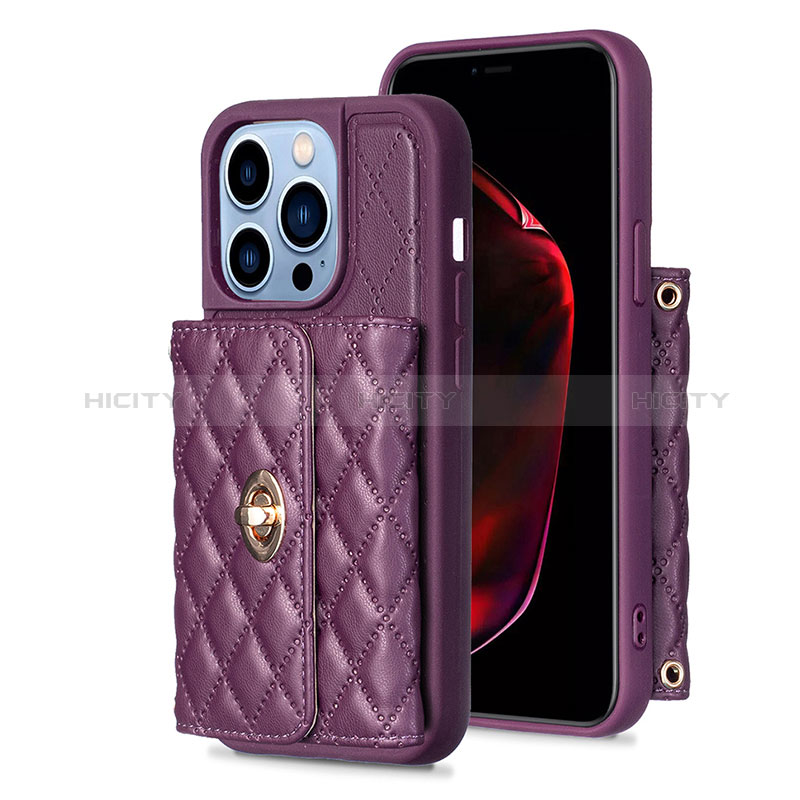 Custodia Silicone Morbida In Pelle Cover BF1 per Apple iPhone 13 Pro Viola