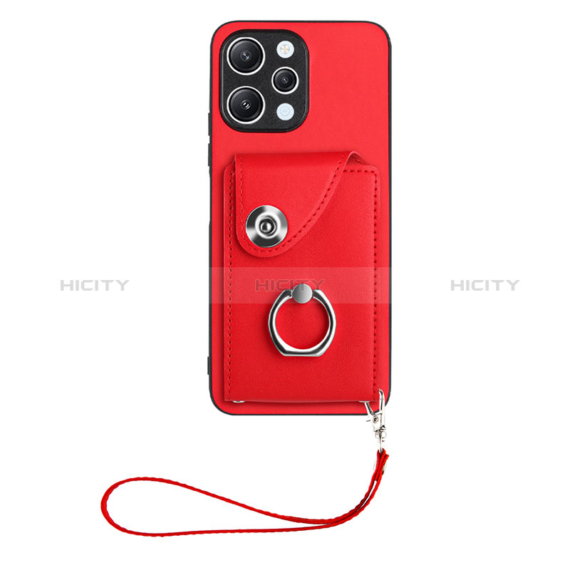 Custodia Silicone Morbida In Pelle Cover BF1 per Xiaomi Poco M6 Pro 5G Rosso