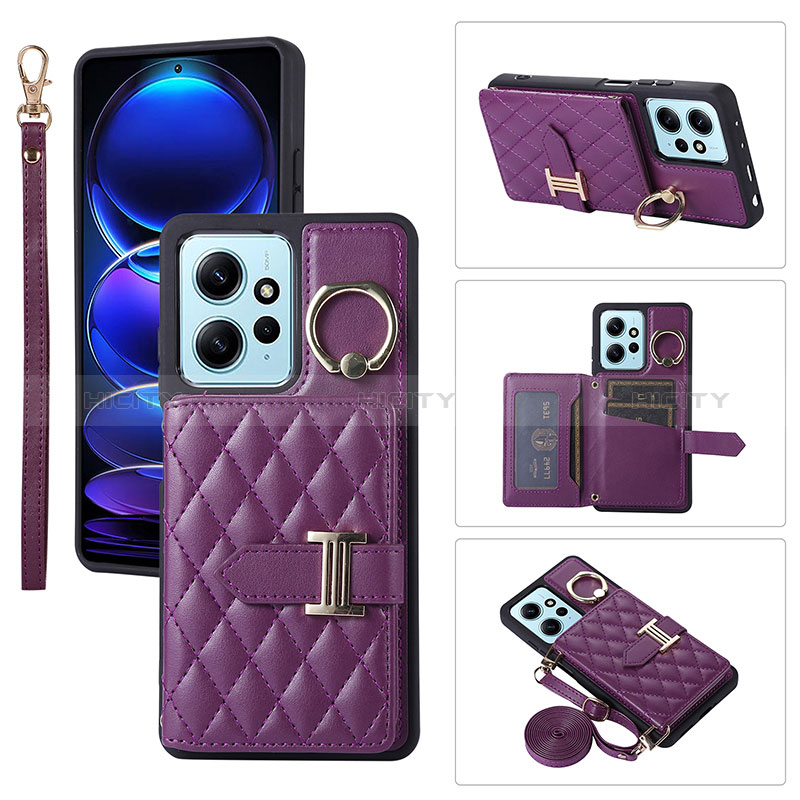 Custodia Silicone Morbida In Pelle Cover BF1 per Xiaomi Redmi Note 12 4G Viola