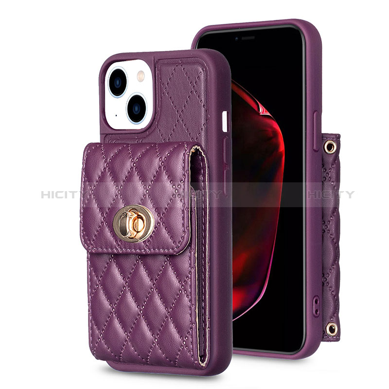 Custodia Silicone Morbida In Pelle Cover BF2 per Apple iPhone 15 Plus Viola