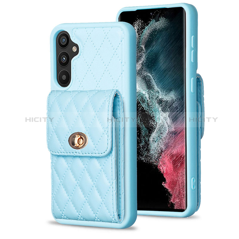 Custodia Silicone Morbida In Pelle Cover BF2 per Samsung Galaxy A34 5G Cielo Blu