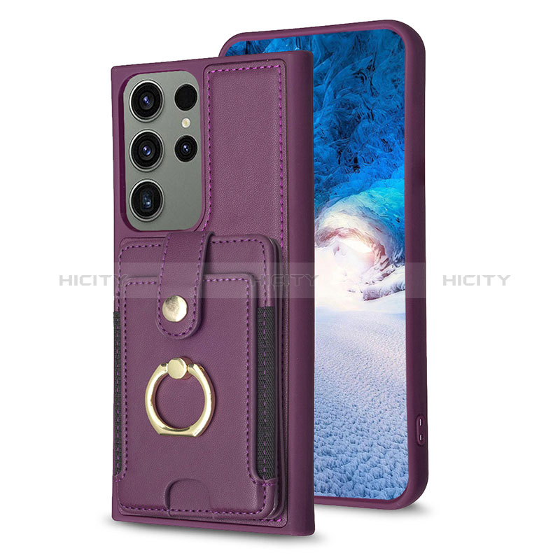 Custodia Silicone Morbida In Pelle Cover BF2 per Samsung Galaxy S22 Ultra 5G Viola