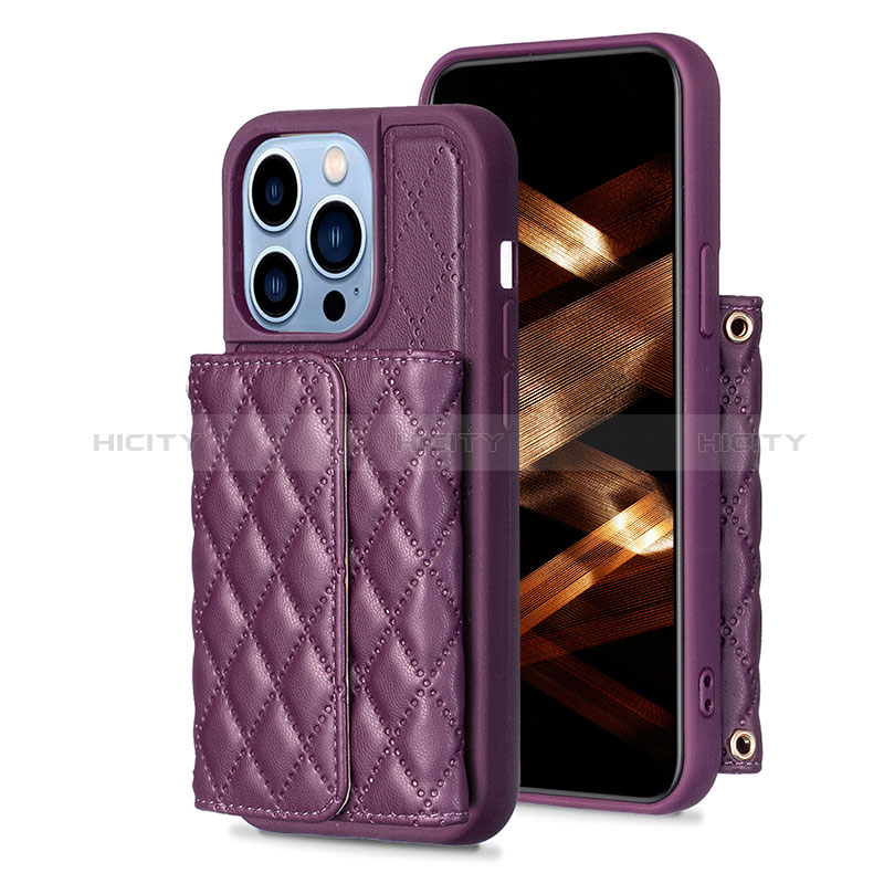 Custodia Silicone Morbida In Pelle Cover BF3 per Apple iPhone 14 Pro Max Viola