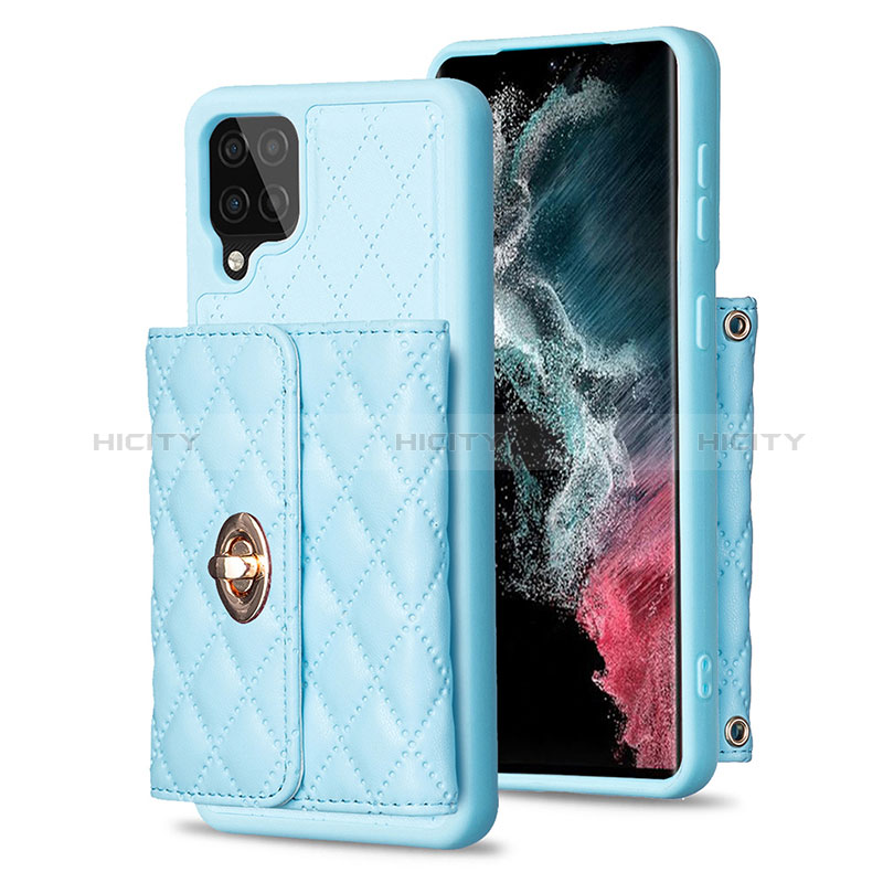 Custodia Silicone Morbida In Pelle Cover BF3 per Samsung Galaxy A12 5G Cielo Blu