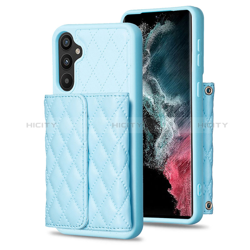 Custodia Silicone Morbida In Pelle Cover BF3 per Samsung Galaxy A34 5G Cielo Blu