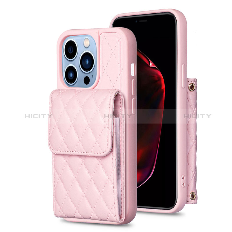 Custodia Silicone Morbida In Pelle Cover BF4 per Apple iPhone 14 Pro Oro Rosa