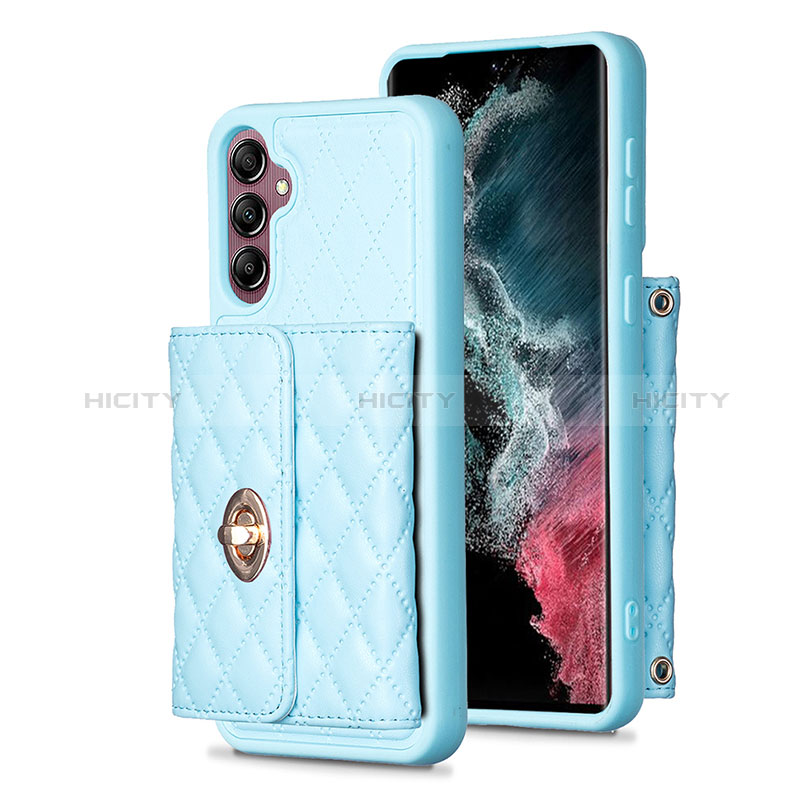 Custodia Silicone Morbida In Pelle Cover BF4 per Samsung Galaxy A14 4G Cielo Blu