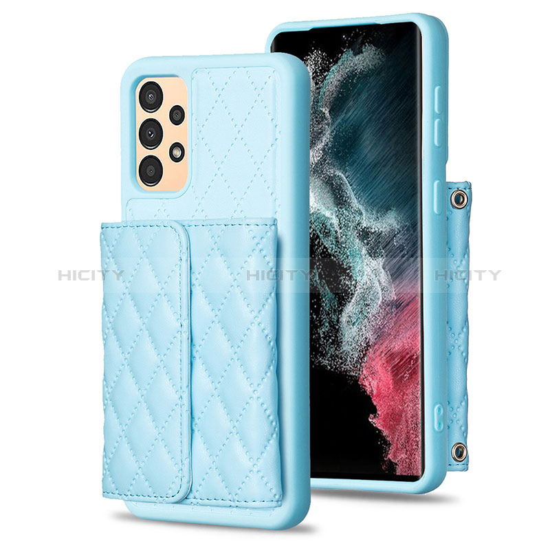 Custodia Silicone Morbida In Pelle Cover BF5 per Samsung Galaxy A13 4G Cielo Blu