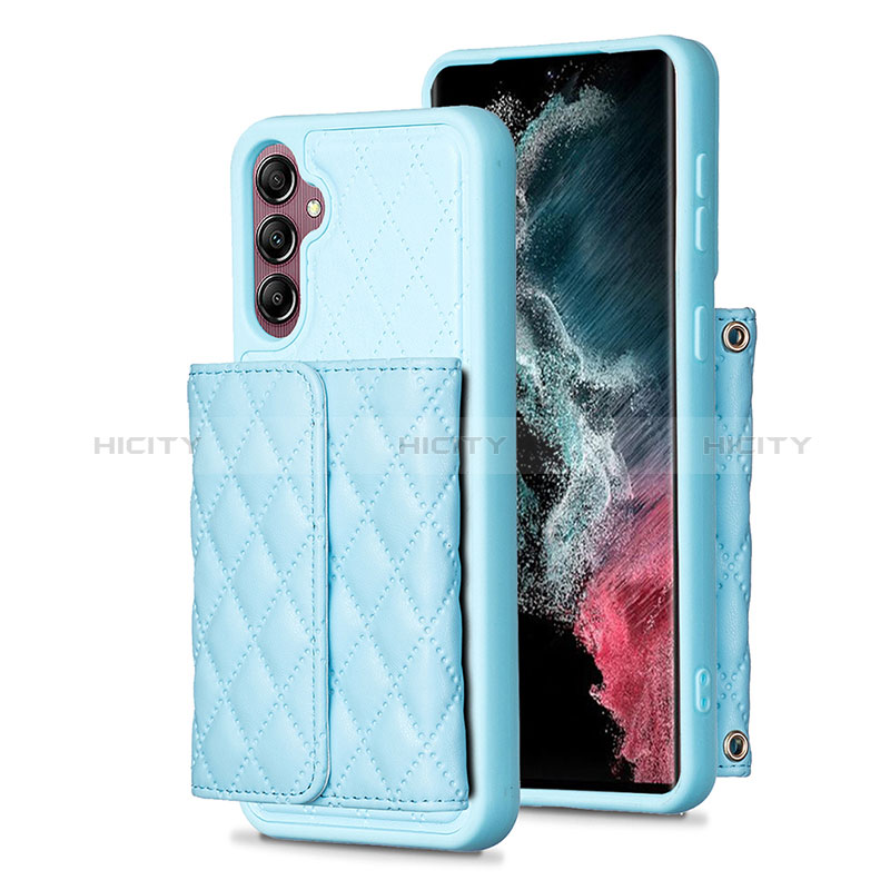 Custodia Silicone Morbida In Pelle Cover BF5 per Samsung Galaxy A14 4G Cielo Blu