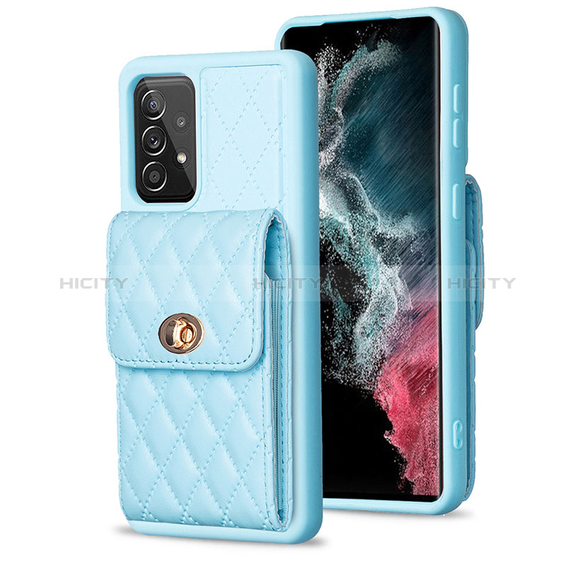 Custodia Silicone Morbida In Pelle Cover BF5 per Samsung Galaxy A52 5G Cielo Blu