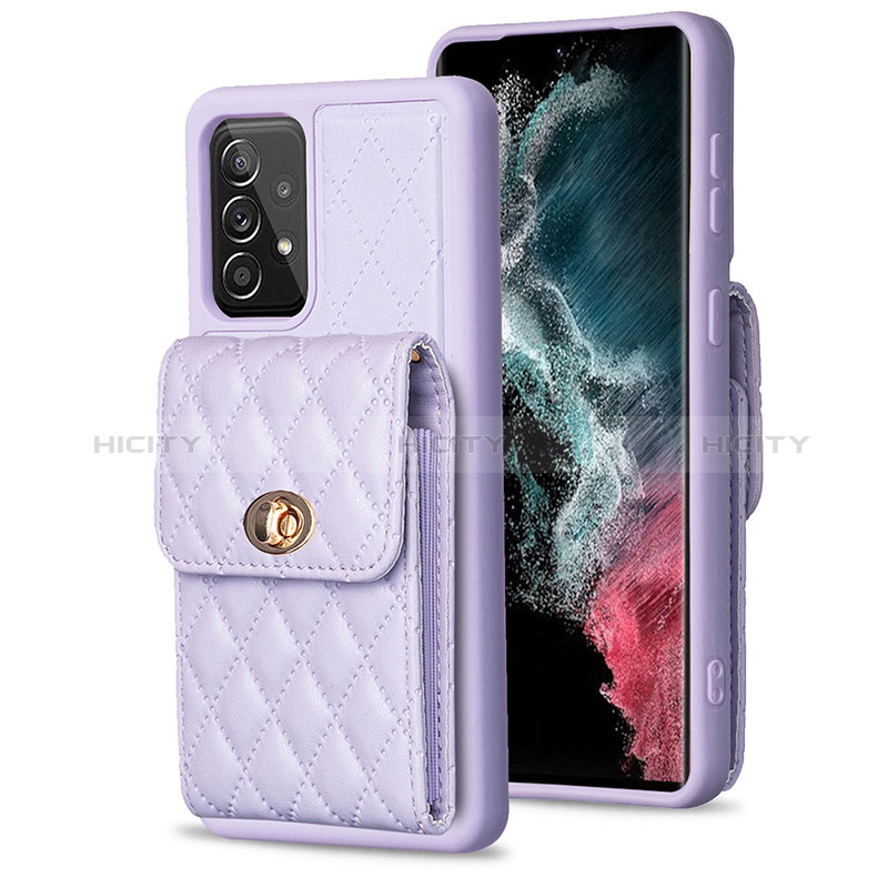 Custodia Silicone Morbida In Pelle Cover BF5 per Samsung Galaxy A52 5G Lavanda