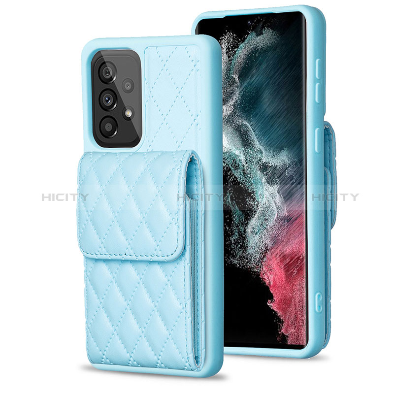 Custodia Silicone Morbida In Pelle Cover BF6 per Samsung Galaxy A53 5G Cielo Blu