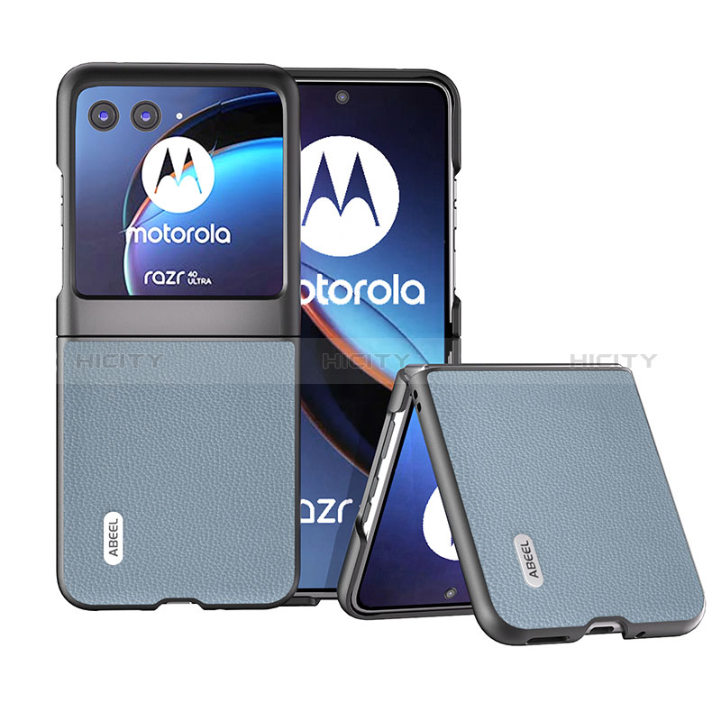 Custodia Silicone Morbida In Pelle Cover BH3 per Motorola Moto Razr 40 Ultra 5G Cielo Blu