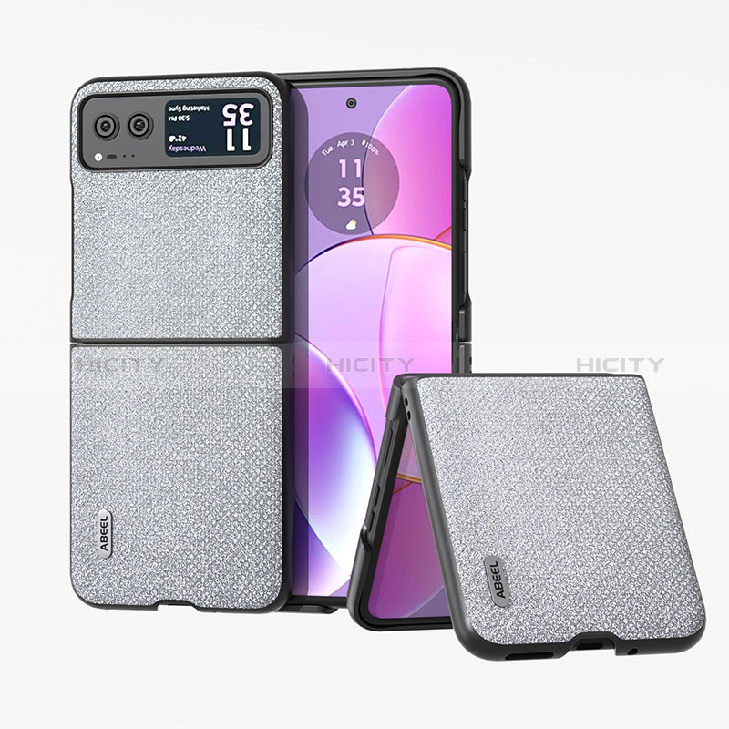 Custodia Silicone Morbida In Pelle Cover BH6 per Motorola Moto Razr 40 5G Grigio