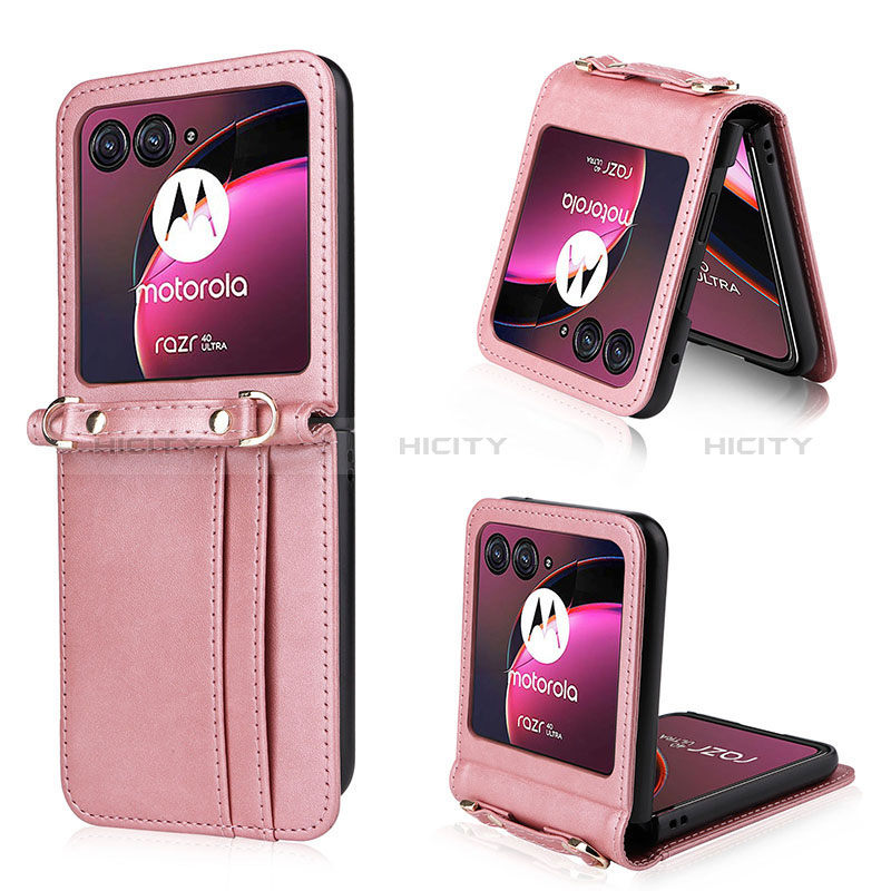 Custodia Silicone Morbida In Pelle Cover BY5 per Motorola Moto Razr 40 Ultra 5G Rosa