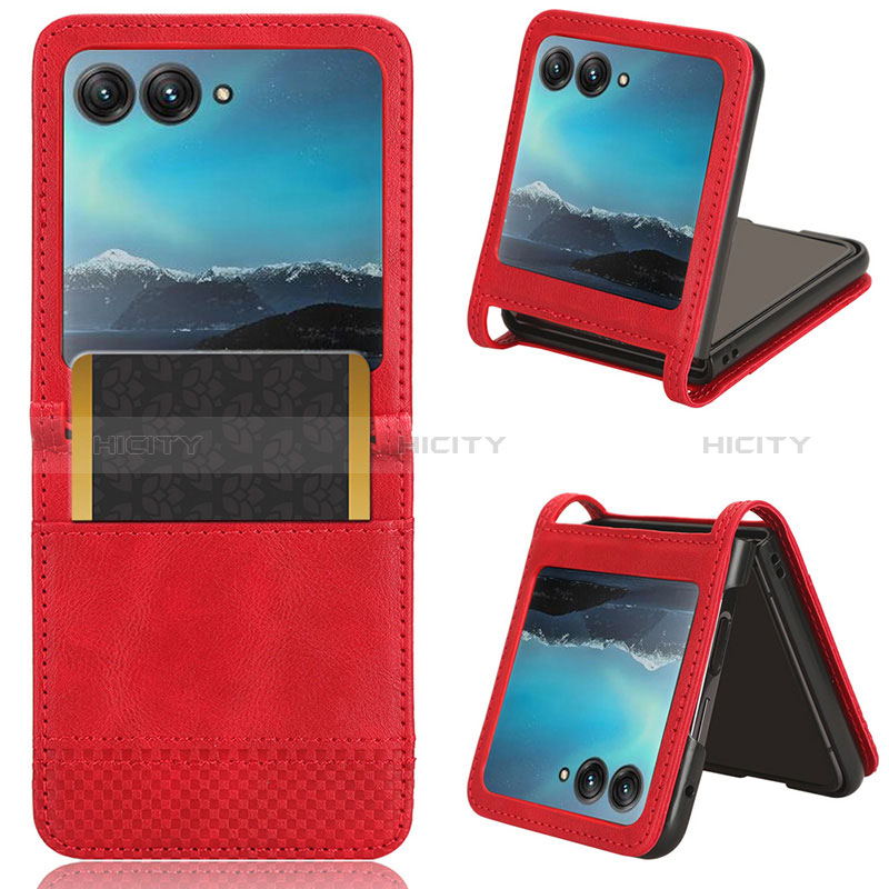 Custodia Silicone Morbida In Pelle Cover BY7 per Motorola Moto Razr 40 Ultra 5G Rosso