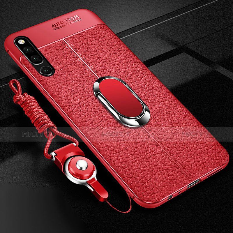 Custodia Silicone Morbida In Pelle Cover con Magnetico Anello Supporto A01 per Huawei Honor Magic 2 Rosso