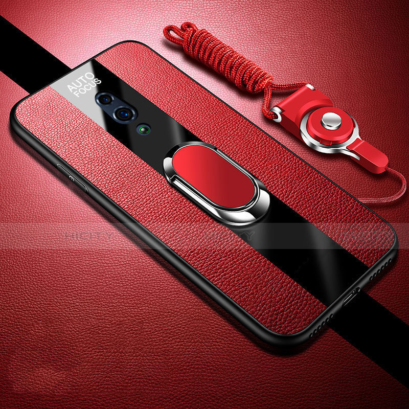 Custodia Silicone Morbida In Pelle Cover con Magnetico Anello Supporto A01 per Oppo K3 Rosso