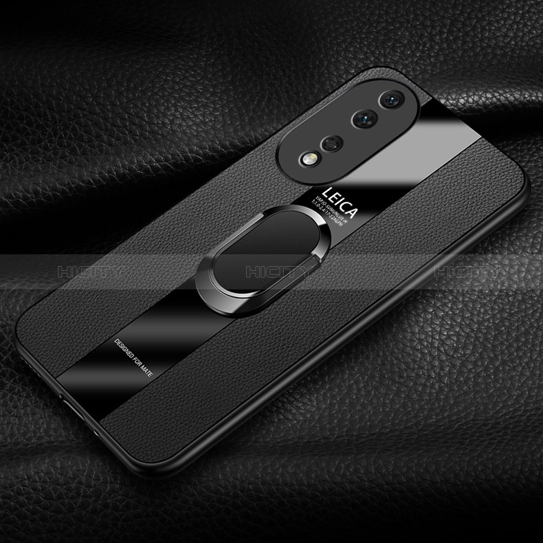 Custodia Silicone Morbida In Pelle Cover con Magnetico Anello Supporto PB1 per Huawei Honor 80 5G