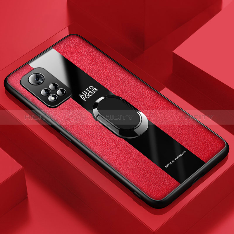 Custodia Silicone Morbida In Pelle Cover con Magnetico Anello Supporto PB1 per Huawei Honor V40 5G Rosso