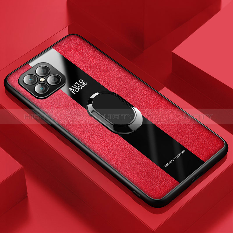 Custodia Silicone Morbida In Pelle Cover con Magnetico Anello Supporto PB1 per Huawei Nova 8 SE 4G Rosso