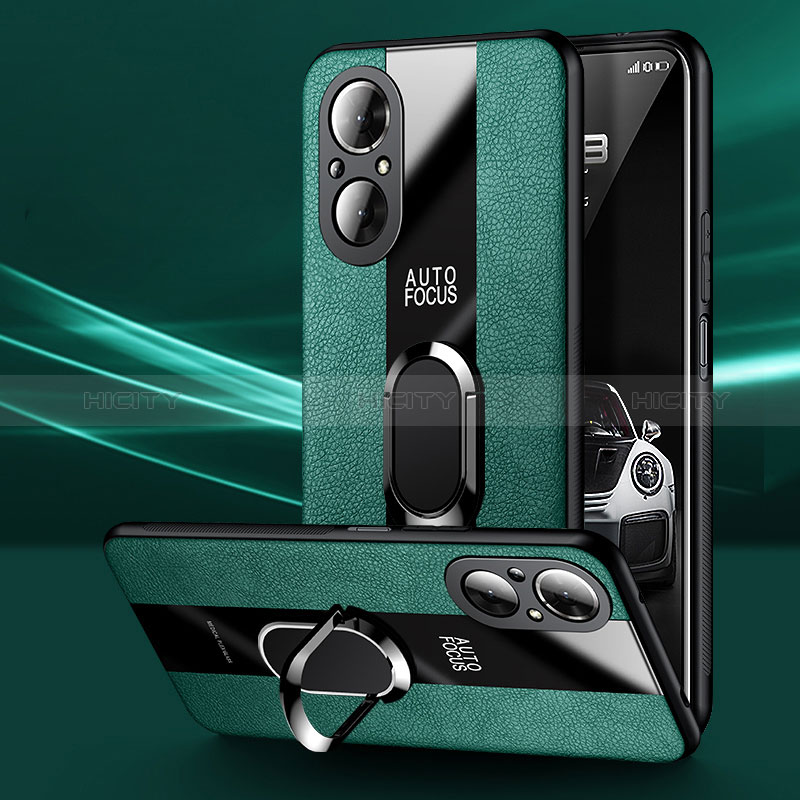 Custodia Silicone Morbida In Pelle Cover con Magnetico Anello Supporto PB1 per Huawei Nova 9 SE Verde