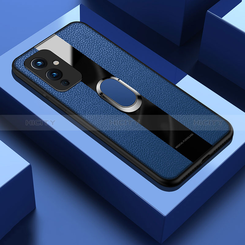 Custodia Silicone Morbida In Pelle Cover con Magnetico Anello Supporto PB1 per OnePlus 9 5G