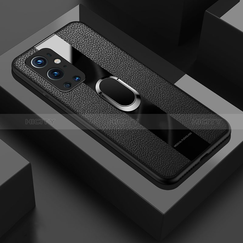 Custodia Silicone Morbida In Pelle Cover con Magnetico Anello Supporto PB1 per OnePlus 9 Pro 5G