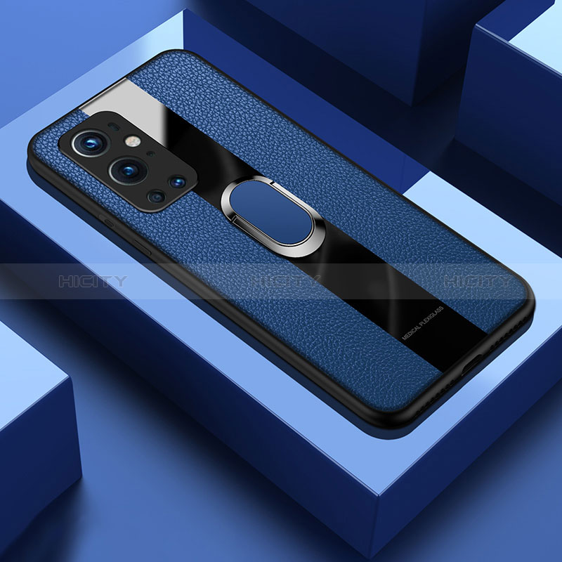 Custodia Silicone Morbida In Pelle Cover con Magnetico Anello Supporto PB1 per OnePlus 9 Pro 5G