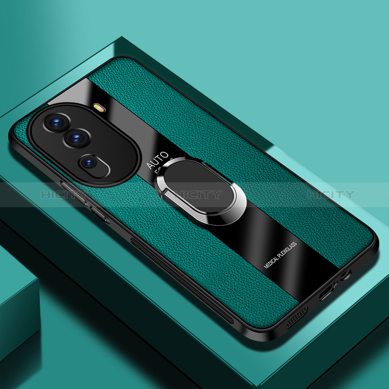 Custodia Silicone Morbida In Pelle Cover con Magnetico Anello Supporto PB1 per Oppo Reno11 Pro 5G Verde