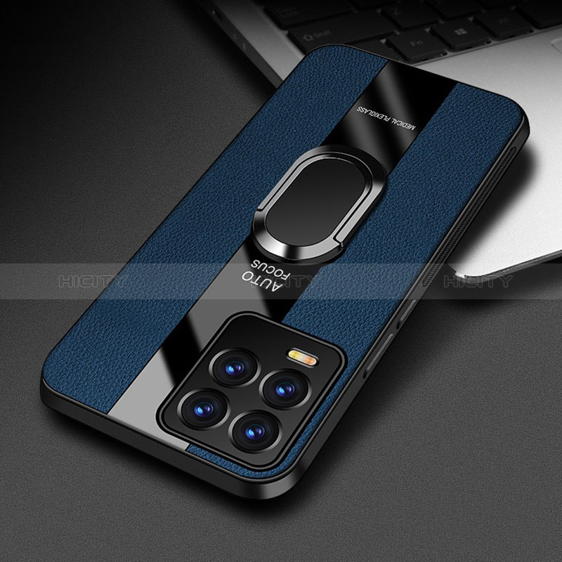 Custodia Silicone Morbida In Pelle Cover con Magnetico Anello Supporto PB1 per Realme 8 Pro