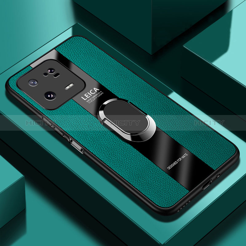 Custodia Silicone Morbida In Pelle Cover con Magnetico Anello Supporto PB1 per Xiaomi Mi 13 Pro 5G Verde