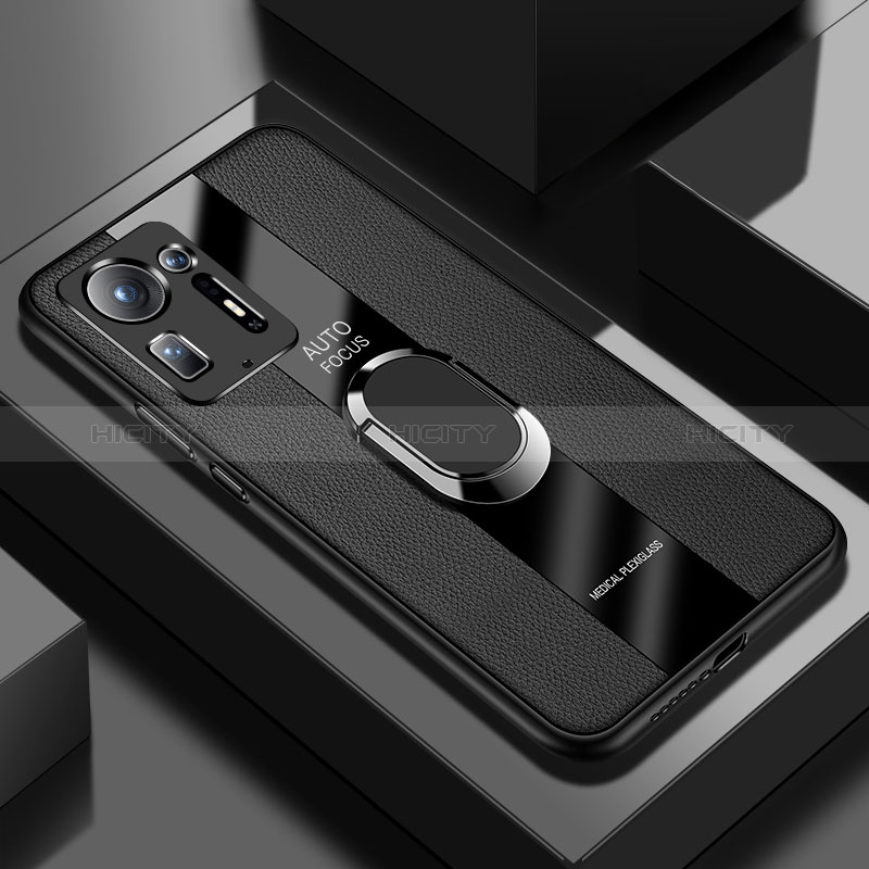 Custodia Silicone Morbida In Pelle Cover con Magnetico Anello Supporto PB1 per Xiaomi Mi Mix 4 5G Nero