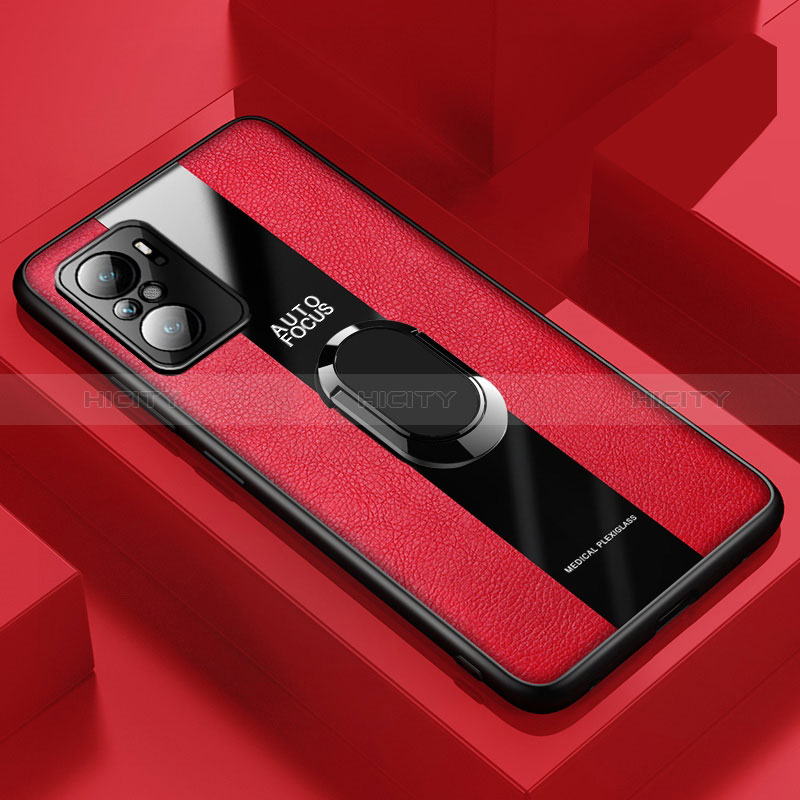Custodia Silicone Morbida In Pelle Cover con Magnetico Anello Supporto PB1 per Xiaomi Poco F3 5G Rosso