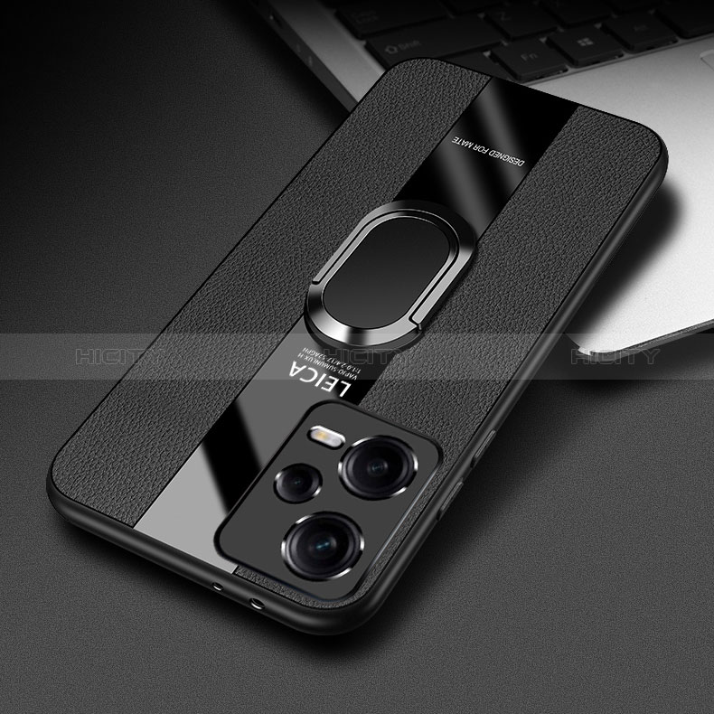 Custodia Silicone Morbida In Pelle Cover con Magnetico Anello Supporto PB1 per Xiaomi Poco X5 5G Nero