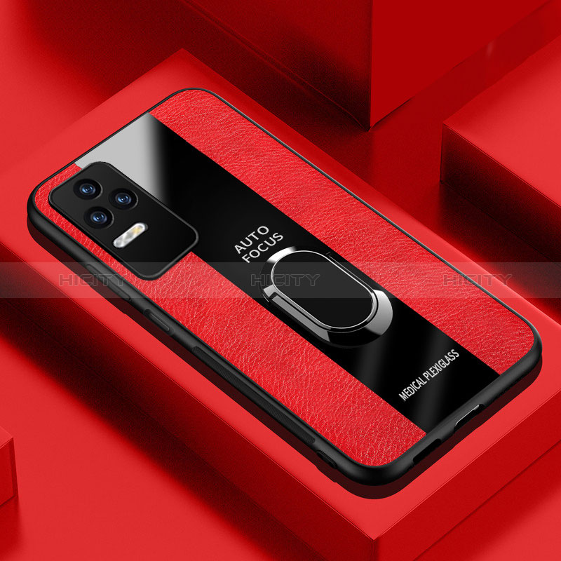 Custodia Silicone Morbida In Pelle Cover con Magnetico Anello Supporto PB1 per Xiaomi Redmi K40S 5G Rosso