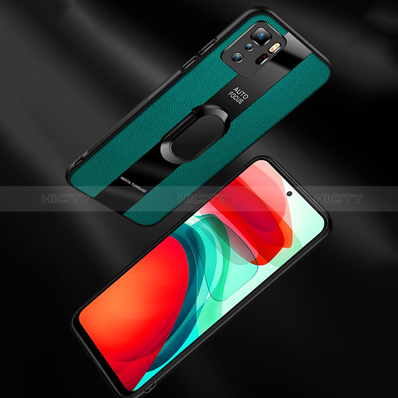 Custodia Silicone Morbida In Pelle Cover con Magnetico Anello Supporto PB1 per Xiaomi Redmi Note 10 Pro 5G