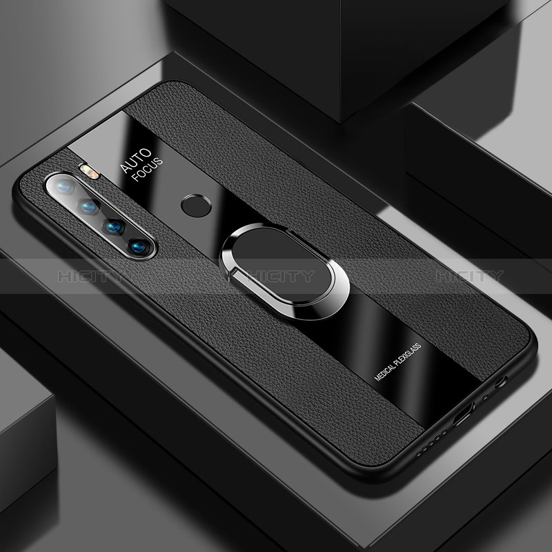 Custodia Silicone Morbida In Pelle Cover con Magnetico Anello Supporto PB1 per Xiaomi Redmi Note 8 (2021) Nero