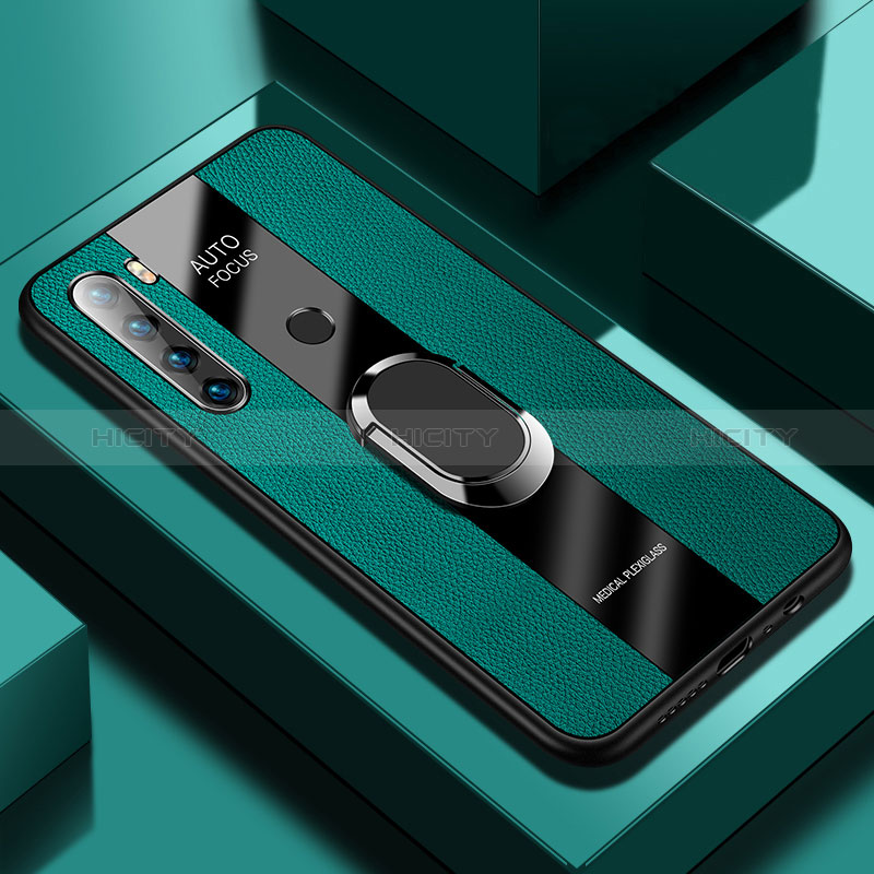 Custodia Silicone Morbida In Pelle Cover con Magnetico Anello Supporto PB1 per Xiaomi Redmi Note 8 (2021) Verde