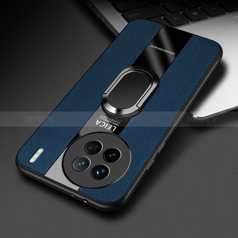 Custodia Silicone Morbida In Pelle Cover con Magnetico Anello Supporto PB2 per Vivo X90 5G Blu