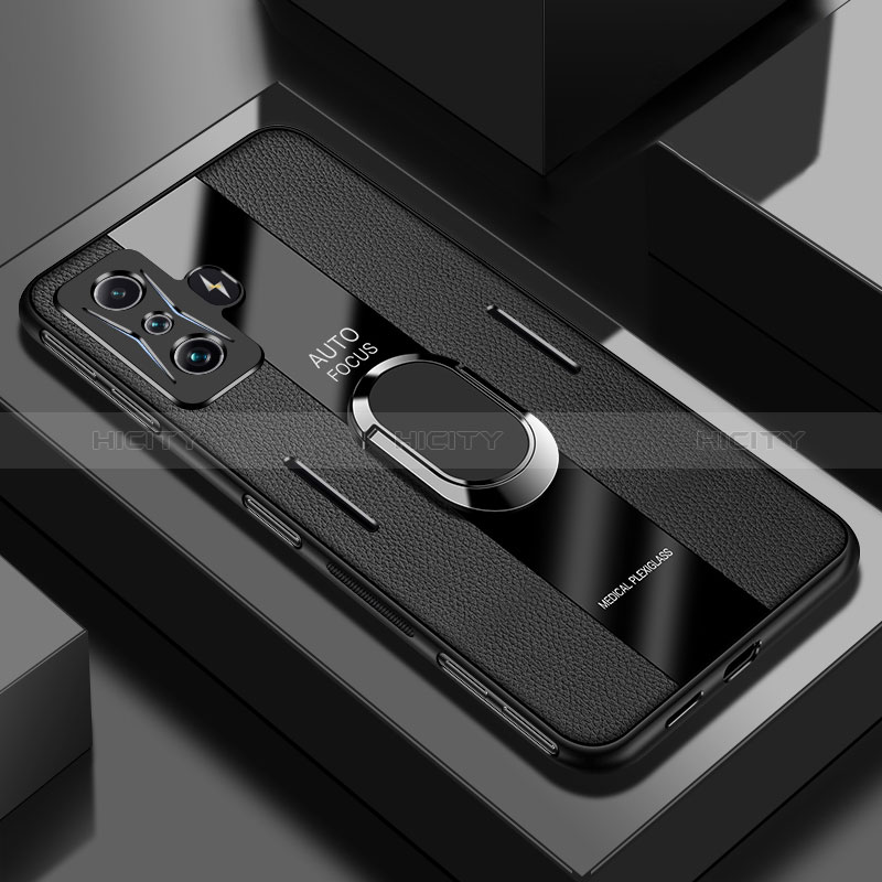 Custodia Silicone Morbida In Pelle Cover con Magnetico Anello Supporto PB2 per Xiaomi Redmi K50 Gaming 5G Nero