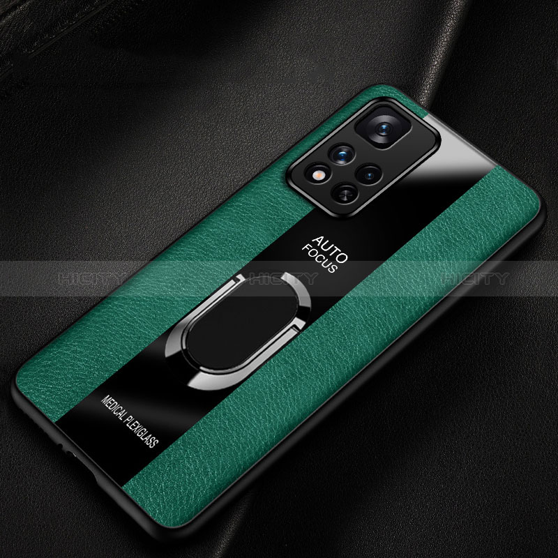Custodia Silicone Morbida In Pelle Cover con Magnetico Anello Supporto PB2 per Xiaomi Redmi Note 11 Pro+ Plus 5G