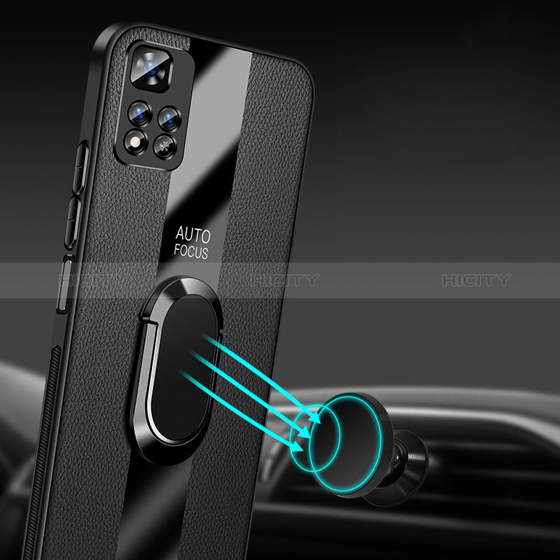 Custodia Silicone Morbida In Pelle Cover con Magnetico Anello Supporto PB2 per Xiaomi Redmi Note 11T 5G