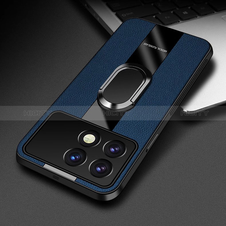 Custodia Silicone Morbida In Pelle Cover con Magnetico Anello Supporto PB3 per Xiaomi Redmi K70 5G Blu