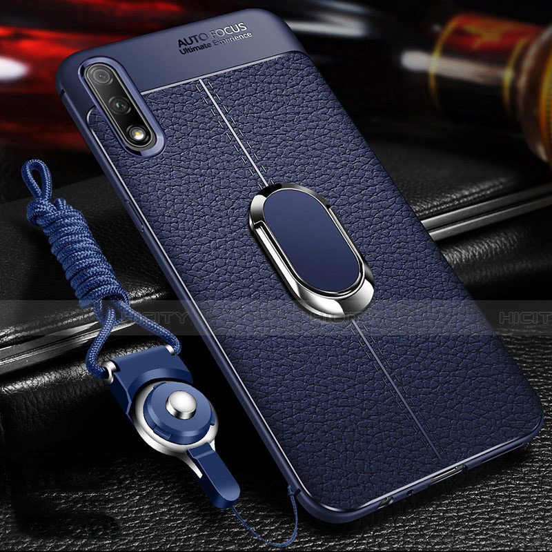 Custodia Silicone Morbida In Pelle Cover con Magnetico Anello Supporto per Huawei Honor 9X