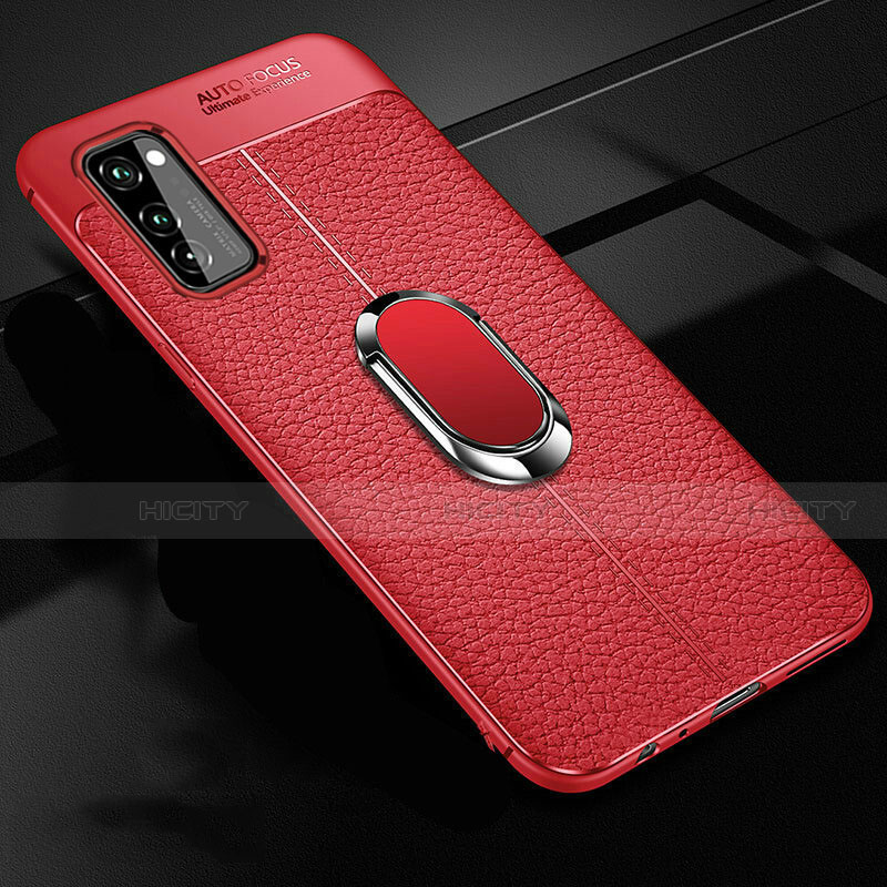 Custodia Silicone Morbida In Pelle Cover con Magnetico Anello Supporto per Huawei Honor V30 Pro 5G Rosso