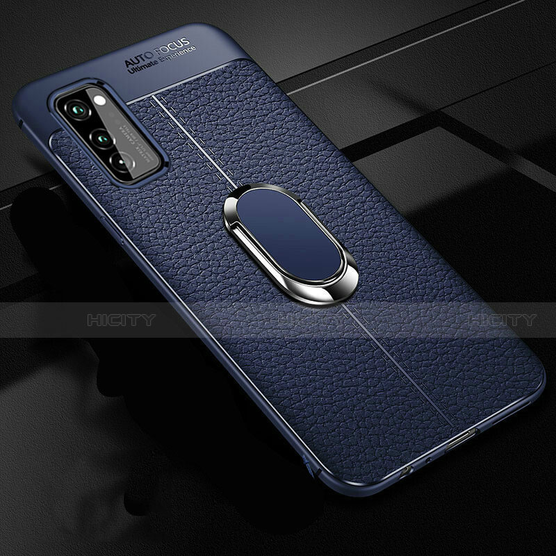 Custodia Silicone Morbida In Pelle Cover con Magnetico Anello Supporto per Huawei Honor View 30 5G Blu