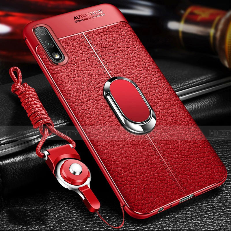 Custodia Silicone Morbida In Pelle Cover con Magnetico Anello Supporto per Huawei Y9 Prime (2019)