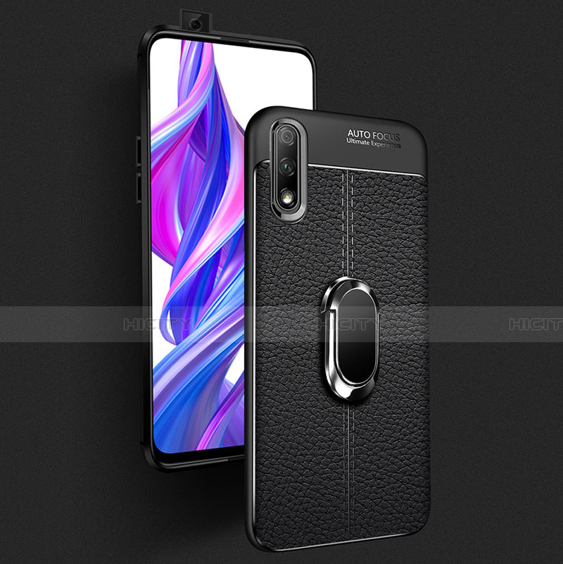 Custodia Silicone Morbida In Pelle Cover con Magnetico Anello Supporto per Huawei Y9 Prime (2019)