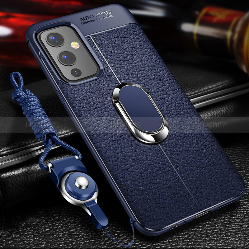 Custodia Silicone Morbida In Pelle Cover con Magnetico Anello Supporto per OnePlus 9 5G